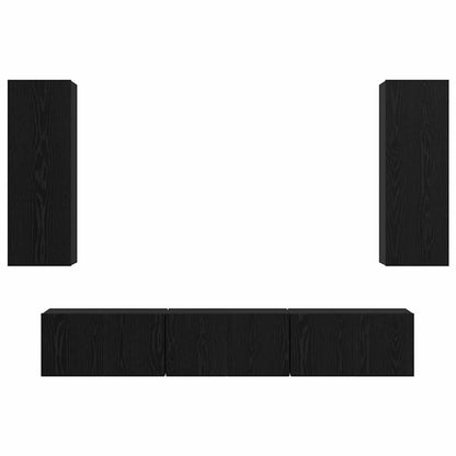 vidaXL TV Cabinet Set Wall-mounted 5 pcs Black Oak Engineered Wood