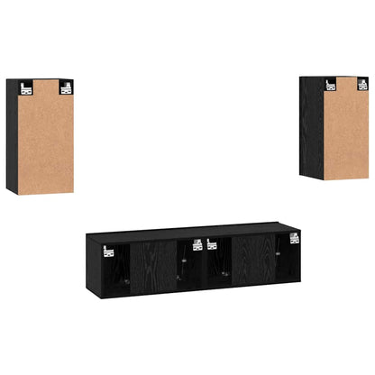 vidaXL TV Cabinet Set Wall-mounted Black Oak Engineered Wood