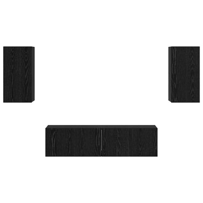 vidaXL TV Cabinet Set Wall-mounted Black Oak Engineered Wood