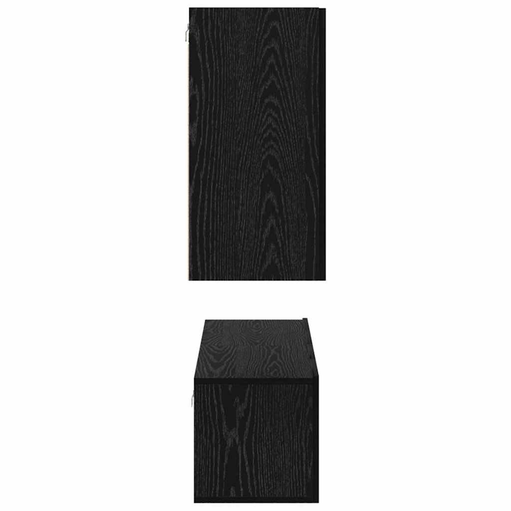 vidaXL TV Cabinet Set Wall-mounted Black Oak Engineered Wood