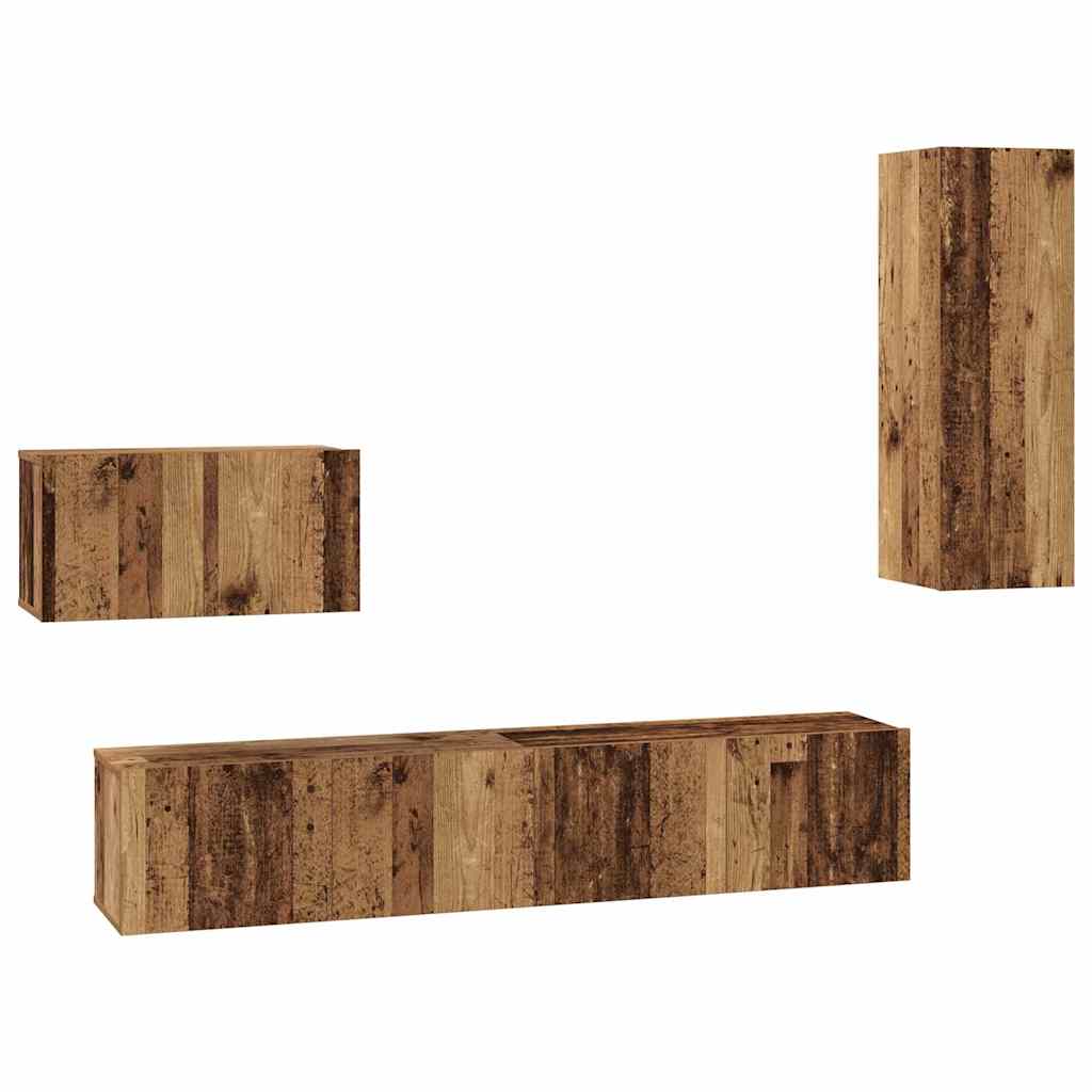 vidaXL Wall TV Cabinet Wall-mounted 4 pcs Old Wood Engineered Wood