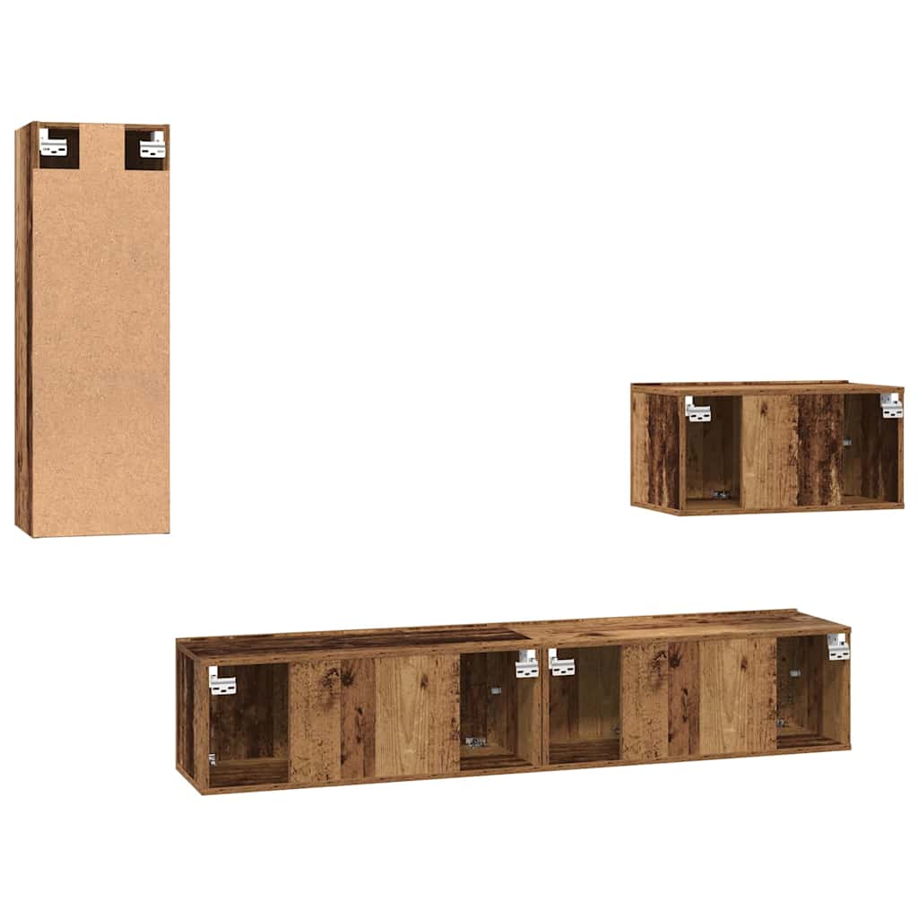 vidaXL Wall TV Cabinet Wall-mounted 4 pcs Old Wood Engineered Wood