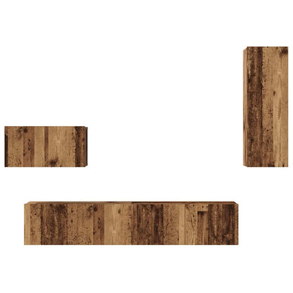 vidaXL Wall TV Cabinet Wall-mounted 4 pcs Old Wood Engineered Wood
