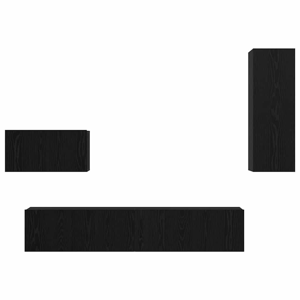 vidaXL Wall TV Cabinet Wall-mounted 4 pcs Black Oak Engineered Wood