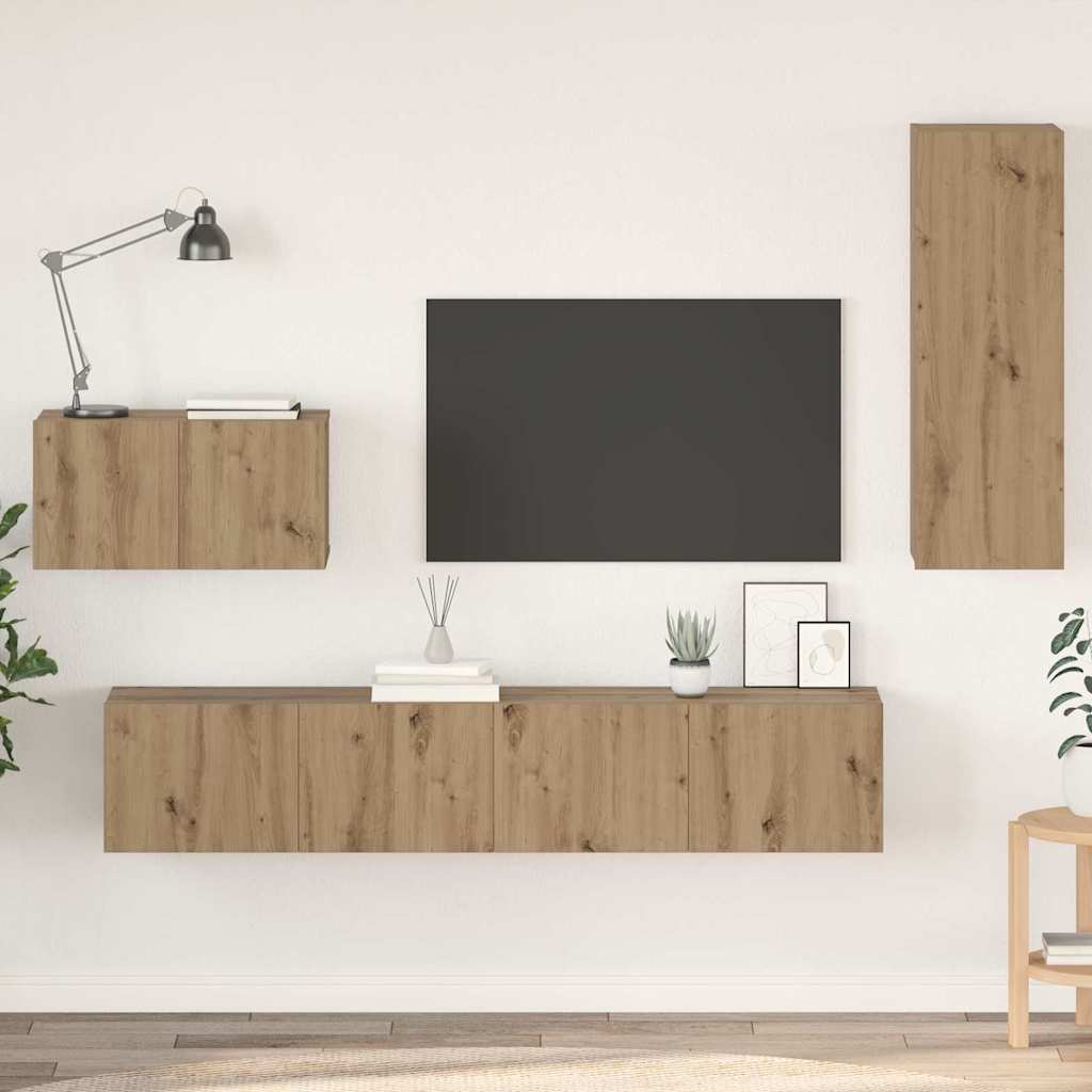 vidaXL Wall TV Cabinet 4 pcs Artisan Oak Engineered Wood