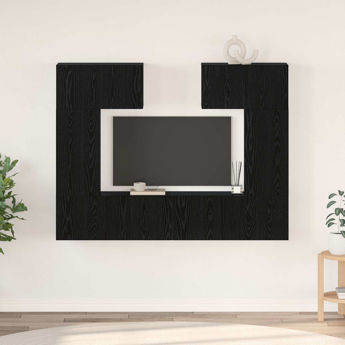vidaXL TV Cabinet Set Wall-mounted 6 pcs Black Oak Engineered Wood