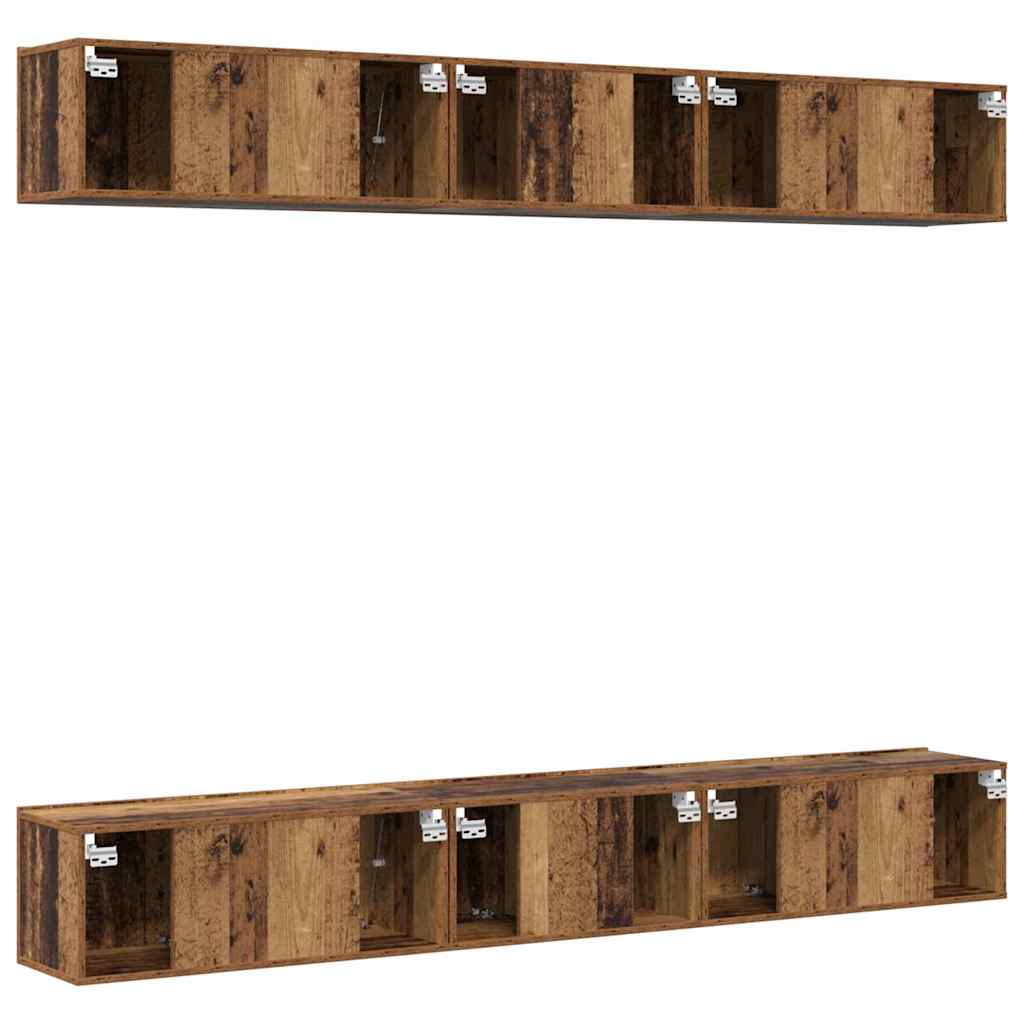 vidaXL TV Cabinet Set Wall-mounted 6 pcs Old Wood Engineered Wood