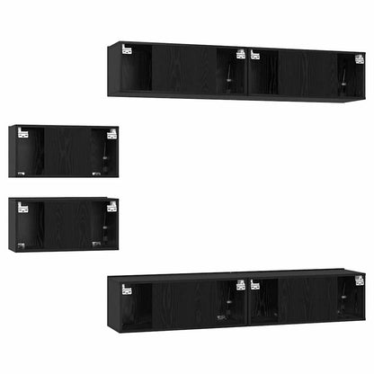 vidaXL TV Cabinet Set Wall-mounted 6 pcs Black Oak Engineered Wood