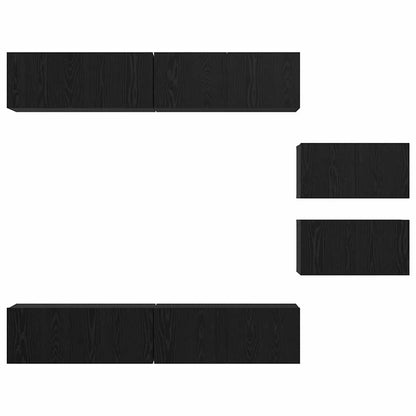 vidaXL TV Cabinet Set Wall-mounted 6 pcs Black Oak Engineered Wood
