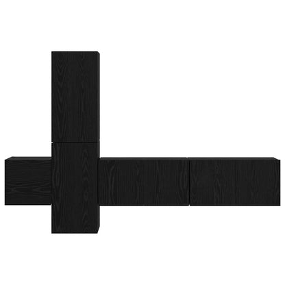 vidaXL TV Cabinet Set Wall-mounted 5 pcs Black Oak Engineered Wood
