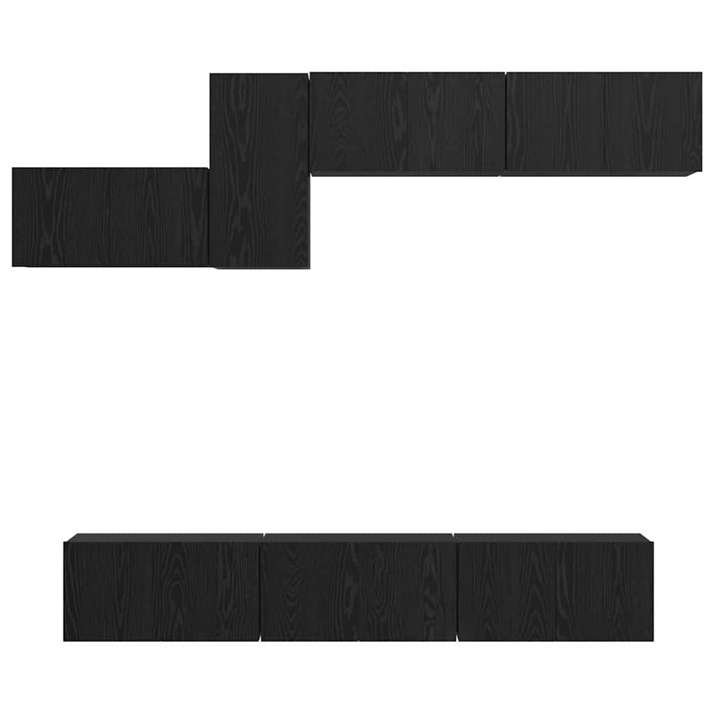 vidaXL TV Cabinet Set with Drawer 7 pcs Black Oak Engineered Wood