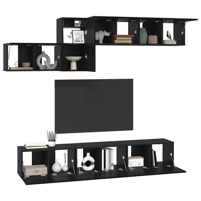vidaXL TV Cabinet Set with Drawer 7 pcs Black Oak Engineered Wood