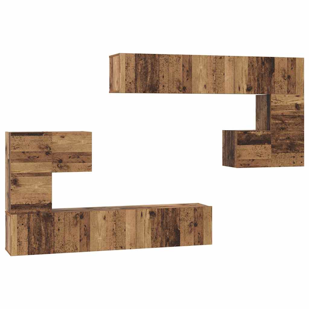 vidaXL TV Units Wall-mounted 4 pcs Old Wood Engineered wood