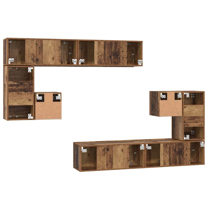 vidaXL TV Units Wall-mounted 4 pcs Old Wood Engineered wood