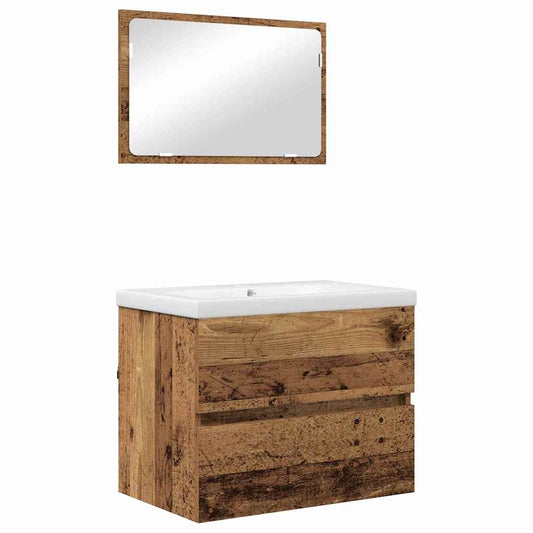 vidaXL Bathroom Furniture Set 3 pcs Old Wood Engineered Wood