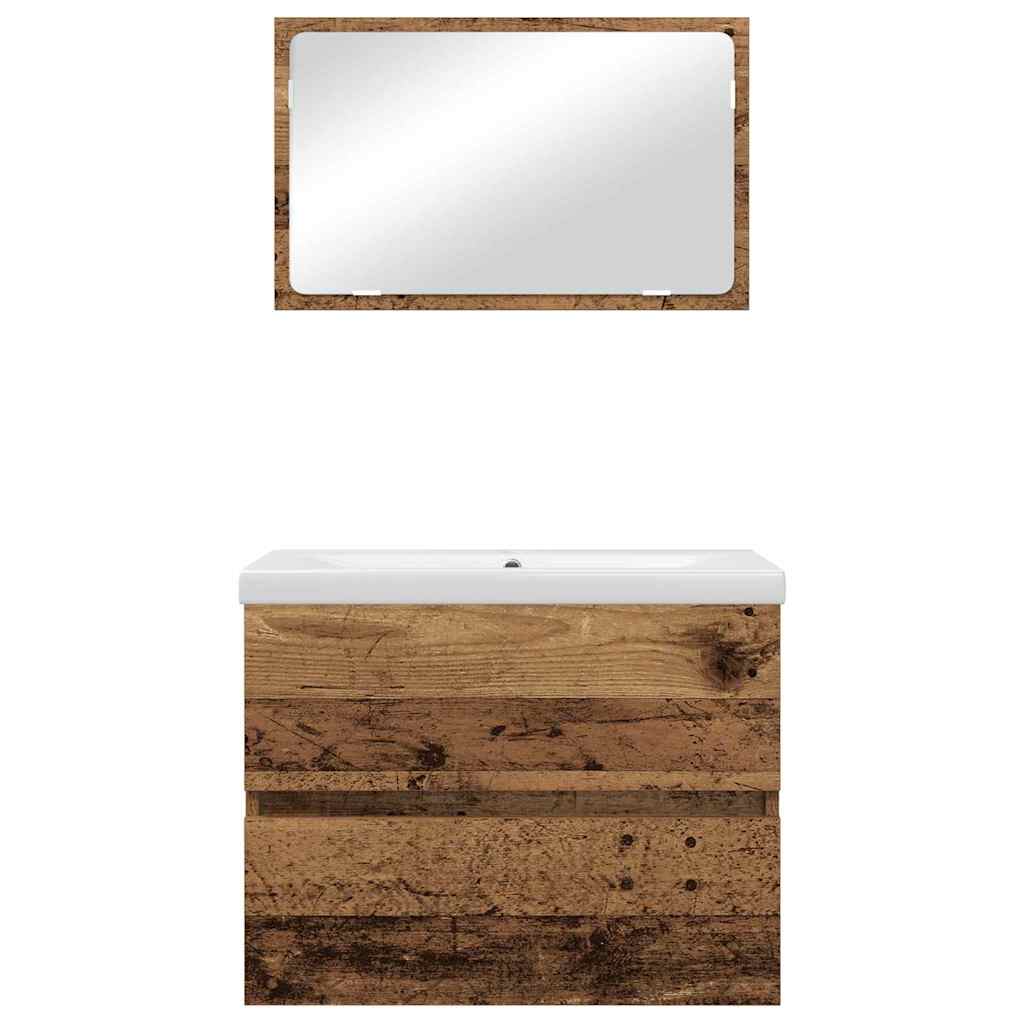 vidaXL Bathroom Furniture Set 3 pcs Old Wood Engineered Wood