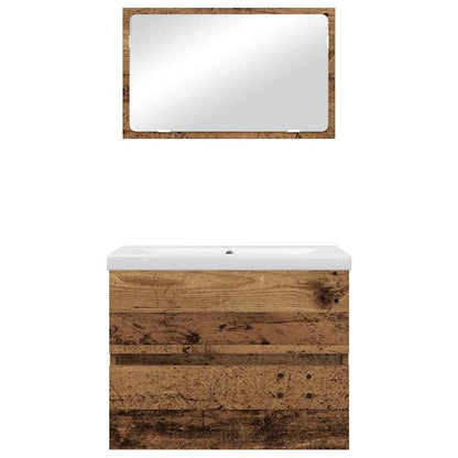 vidaXL Bathroom Furniture Set 3 pcs Old Wood Engineered Wood