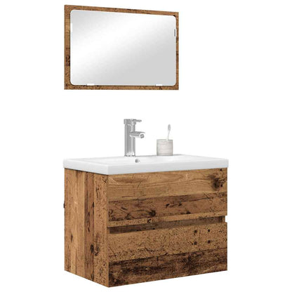 vidaXL Bathroom Furniture Set 3 pcs Old Wood Engineered Wood