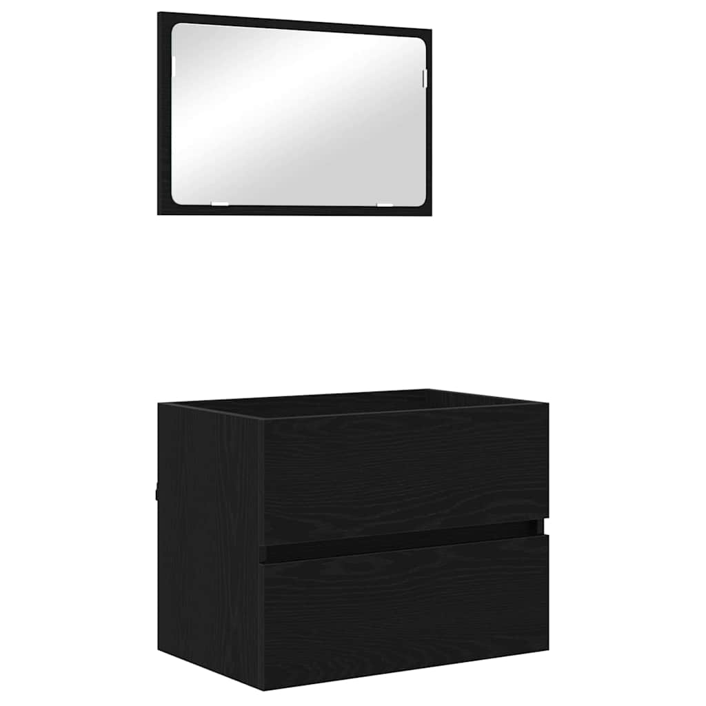 vidaXL Bathroom Furniture Set 3 pcs Black Oak Engineered Wood