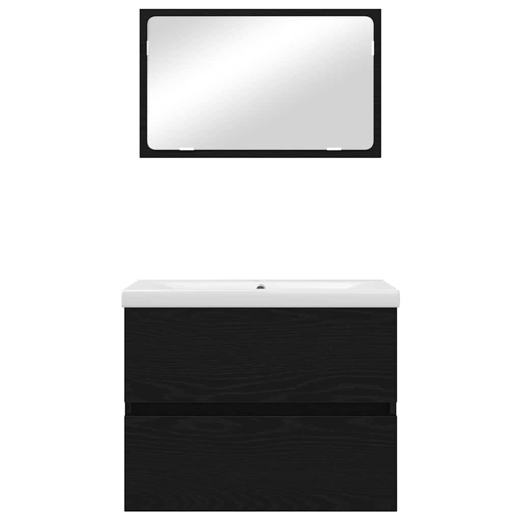 vidaXL Bathroom Furniture Set 3 pcs Black Oak Engineered Wood