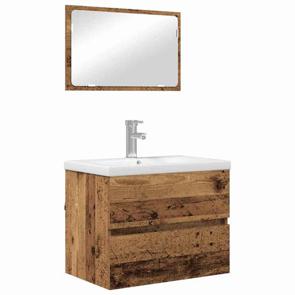 vidaXL Bathroom Furniture Set 3 pcs Old wood 60 x 38.5 x 45 cm