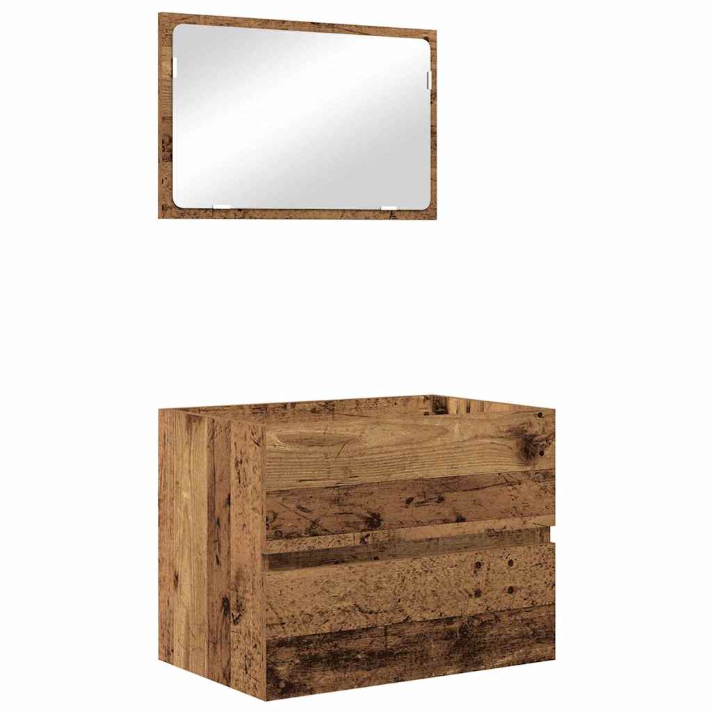 vidaXL Bathroom Furniture Set 3 pcs Old wood 60 x 38.5 x 45 cm