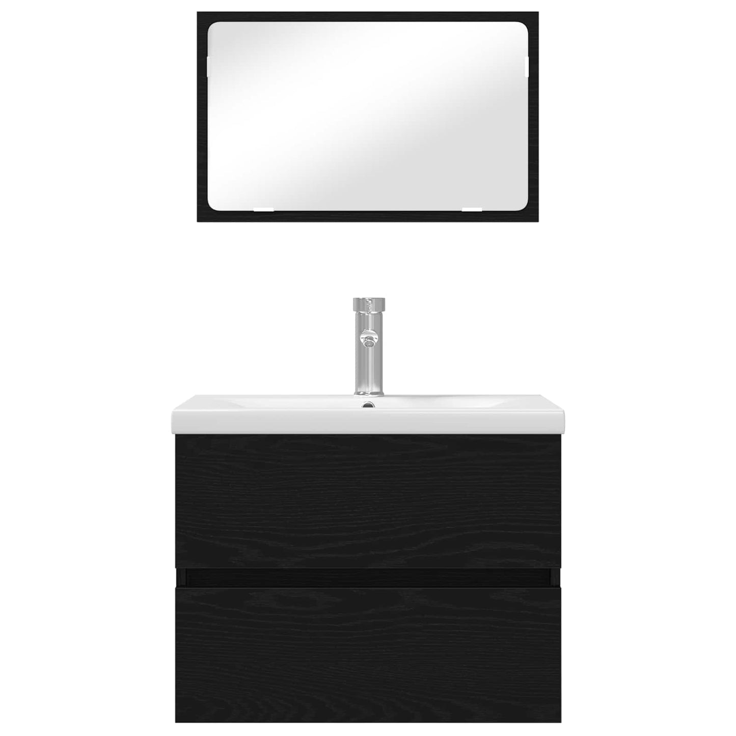 vidaXL Bathroom Furniture Set 3 pcs Black Oak Engineered Wood