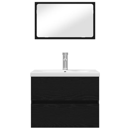 vidaXL Bathroom Furniture Set 3 pcs Black Oak Engineered Wood
