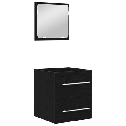 vidaXL Bathroom Furniture Set 2 pcs Black Oak Engineered Wood