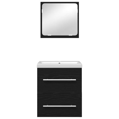vidaXL Bathroom Furniture Set 2 pcs Black Oak Engineered Wood