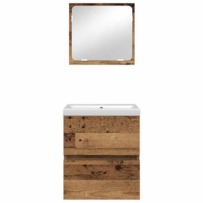 vidaXL Bathroom Furniture Set 2 pcs Old Wood and White Engineered Wood