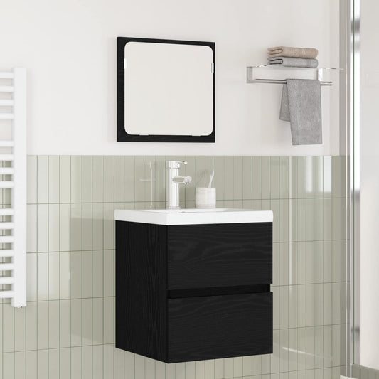 vidaXL Bathroom Furniture Set with Drawer 2 pcs Black Oak and White