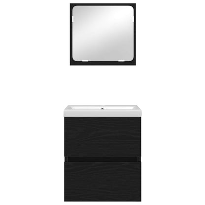 vidaXL Bathroom Furniture Set with Drawer 2 pcs Black Oak and White