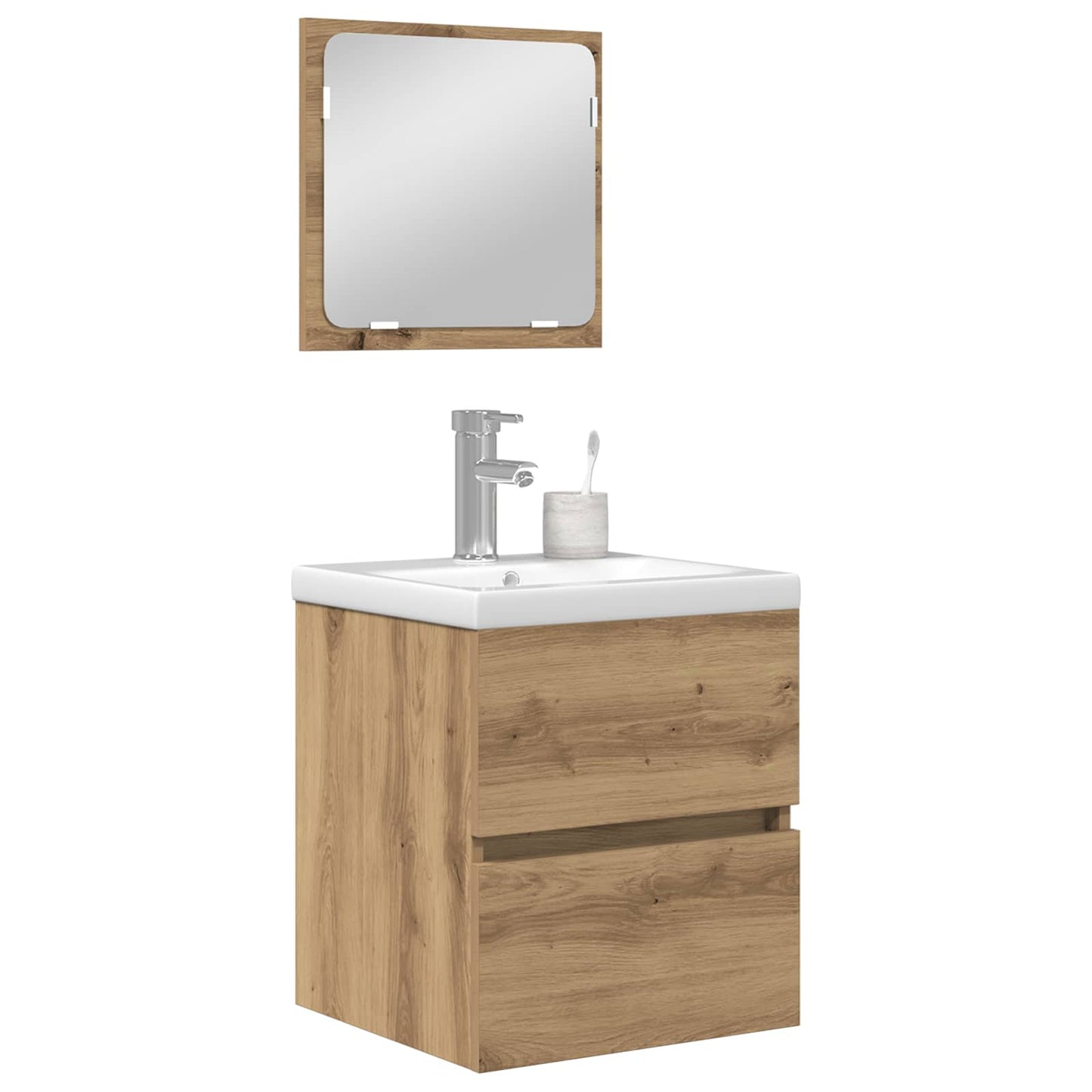 vidaXL Bathroom Furniture Set with Drawer 2 pcs Artisan Oak and White