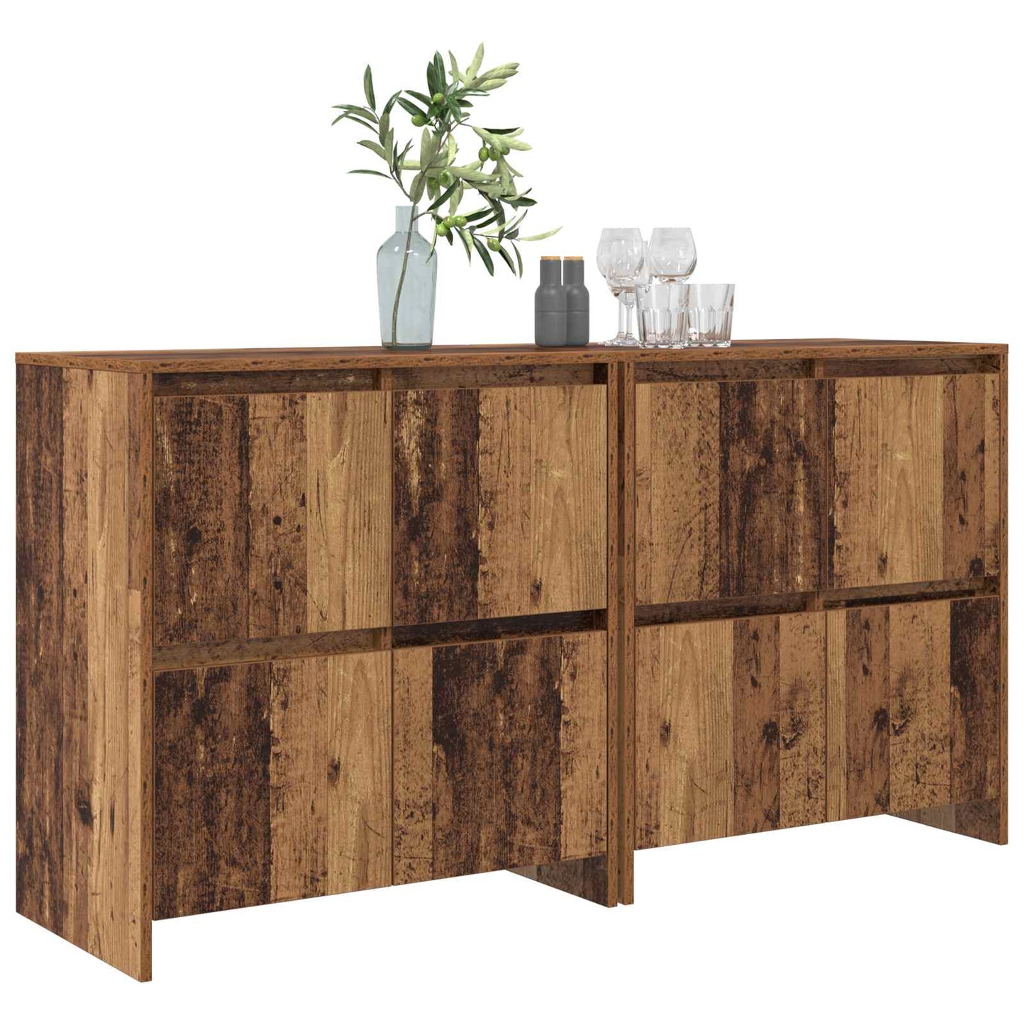 vidaXL Sideboards 2 pcs Old wood 70 x 41 x 75 cm Engineered wood