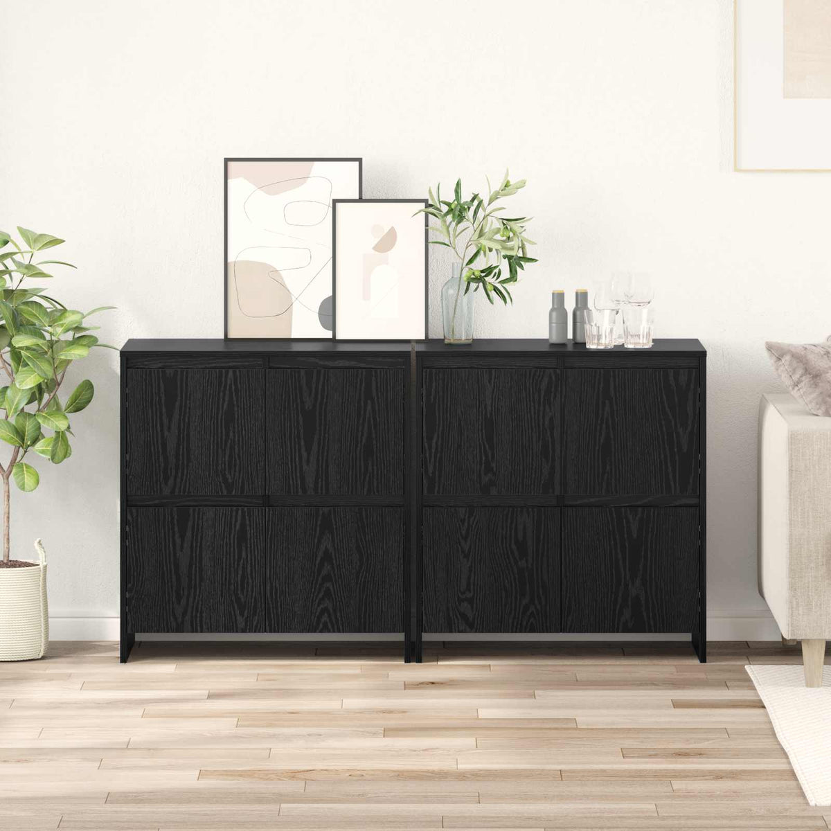 vidaXL Sideboards 2 pcs Black oak 70 x 41 x 75 cm Engineered Wood