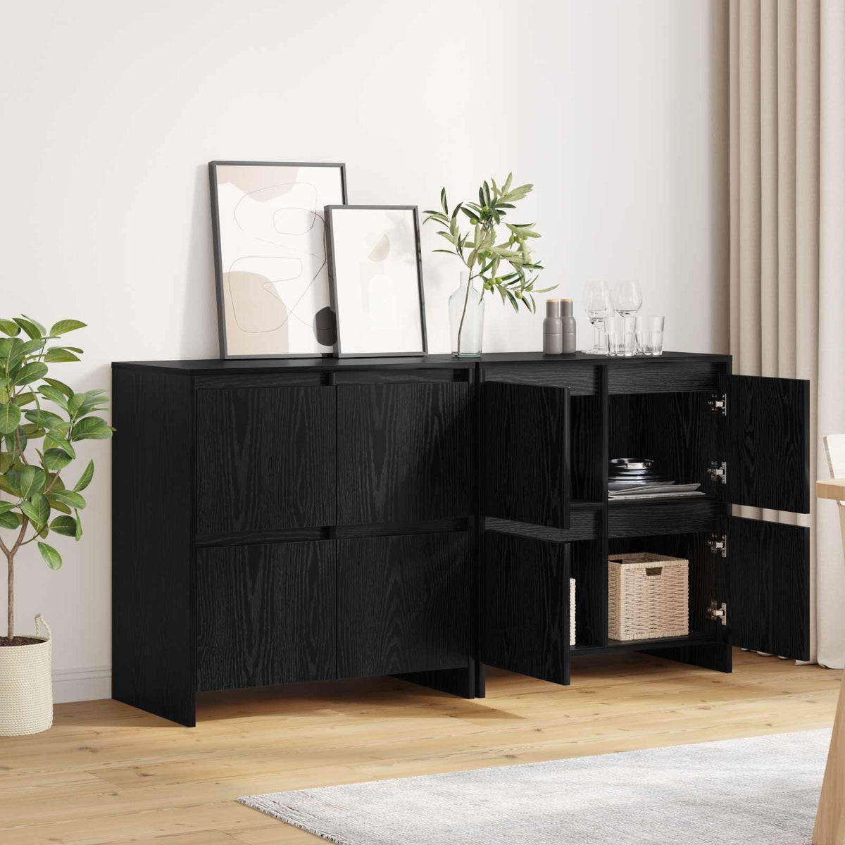 vidaXL Sideboards 2 pcs Black oak 70 x 41 x 75 cm Engineered Wood