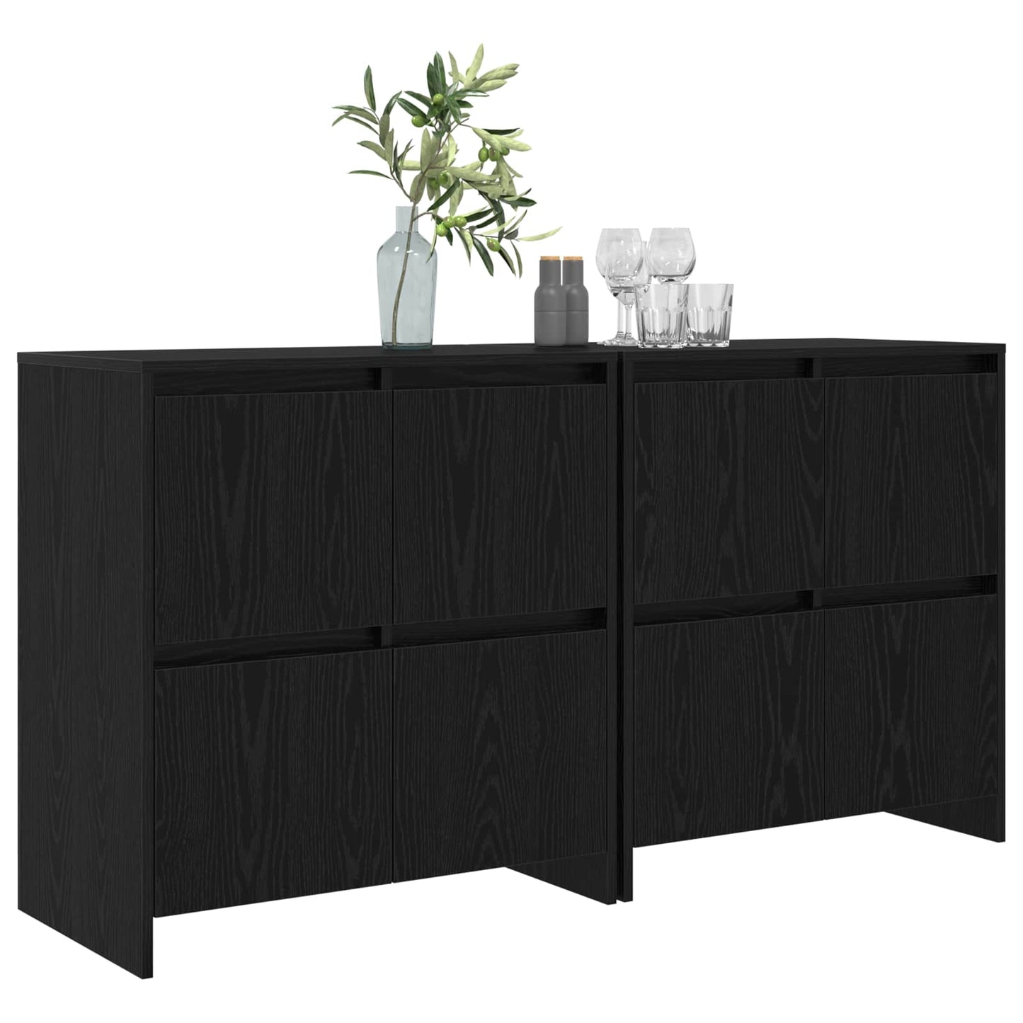 vidaXL Sideboards 2 pcs Black oak 70 x 41 x 75 cm Engineered wood