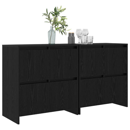 vidaXL Sideboards 2 pcs Black oak 70 x 41 x 75 cm Engineered wood