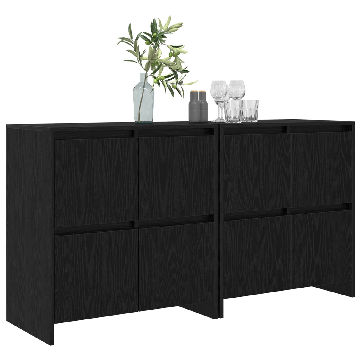 vidaXL Sideboards 2 pcs Black oak 70 x 41 x 75 cm Engineered Wood