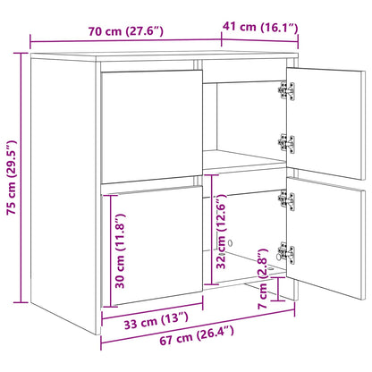 vidaXL Sideboards 2 pcs Black oak 70 x 41 x 75 cm Engineered wood