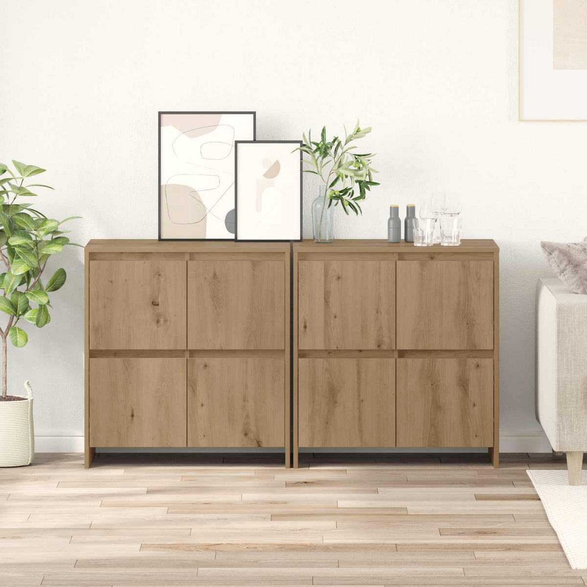 vidaXL Sideboards 2 pcs Artisan oak 70 x 41 x 75 cm Engineered Wood
