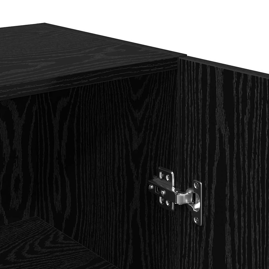vidaXL TV Cabinet Set Wall-mounted Black Oak Engineered Wood