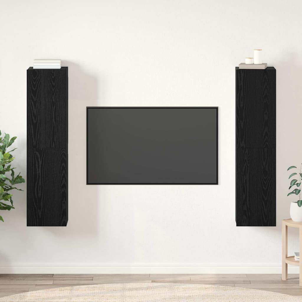 vidaXL TV Cabinet Set 4 pcs Black Oak Engineered Wood