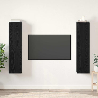vidaXL TV Cabinet Set 4 pcs Black Oak Engineered Wood