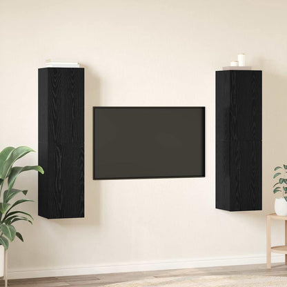 vidaXL TV Cabinet Set Wall-mounted Black Oak Engineered Wood
