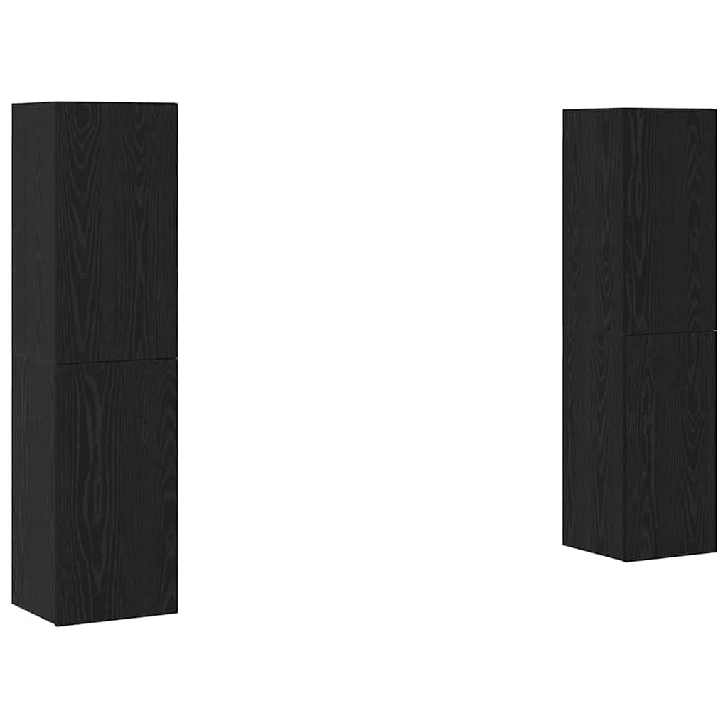 vidaXL TV Cabinet Set Wall-mounted Black Oak Engineered Wood