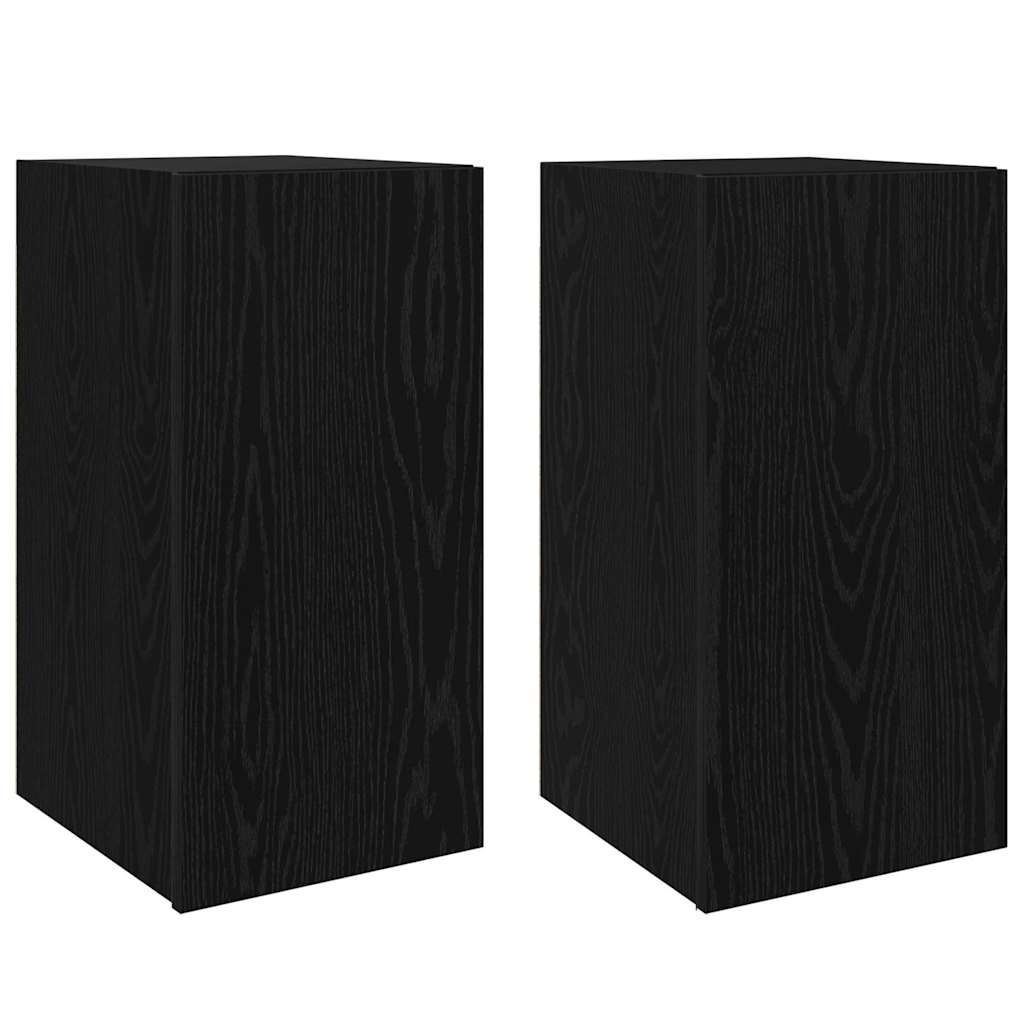 vidaXL TV Cabinet Set Wall-mounted Black Oak Engineered Wood