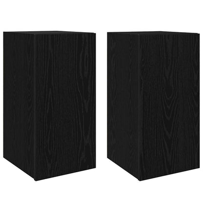 vidaXL TV Cabinet Set Wall-mounted Black Oak Engineered Wood