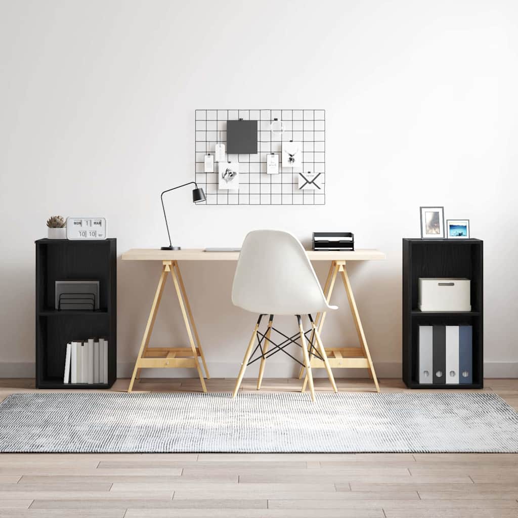 vidaXL TV Cabinet Set 2 pcs Black Oak 37 x 35 x 72 cm Engineered Wood